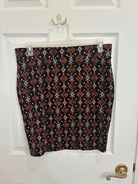 torrid Black & Rust Geometric Stretch Pencil Skirt
